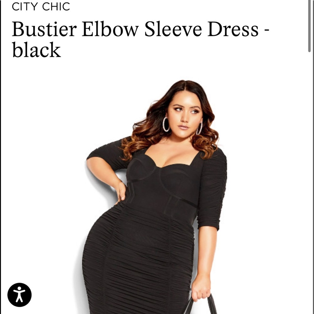 City Chic Bustier Elbow Black Dress